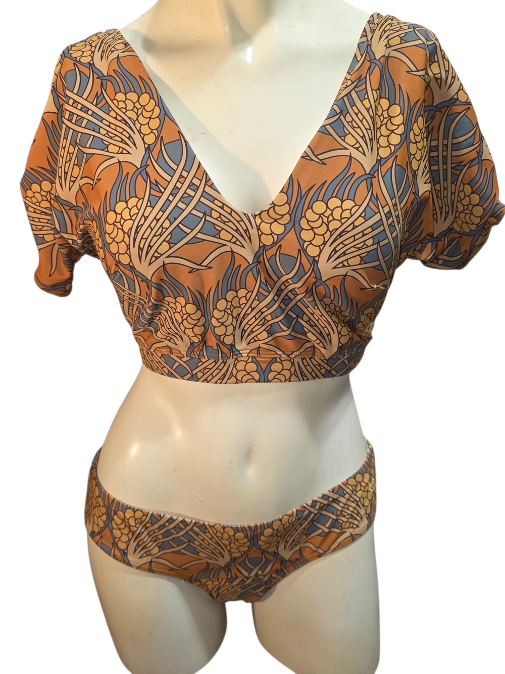 Albion Golden Hour Bikini Set XS Simone Bottom Flutter Sleeve Swim Top Retro